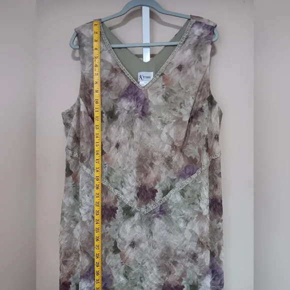 K Woman Women's (Size 24W) Green/Purple Floral Two-Piece Dress Set (NWT) - Picture 15 of 16